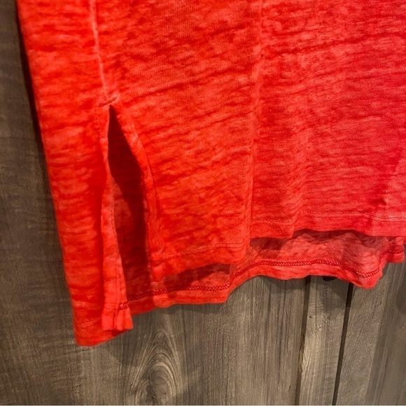 Chicos Size 3 (XL) Linen Tunic Top Long Sleeve Notch Neck Red/Orange - Picture 9 of 12